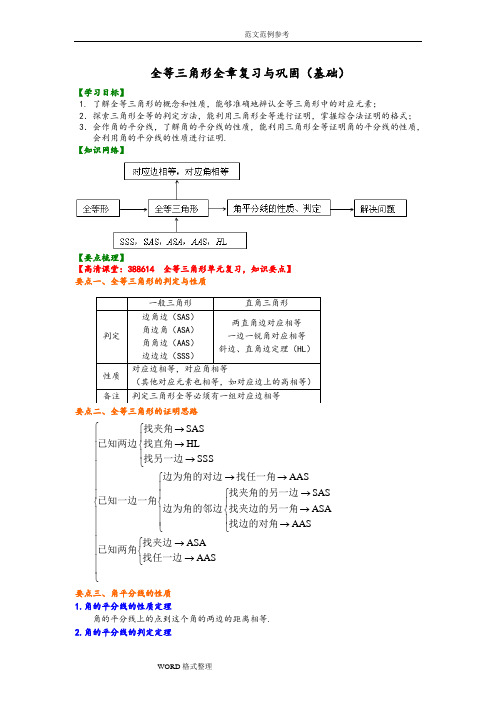 全等三角形全章复习和巩固(基础)知识讲解