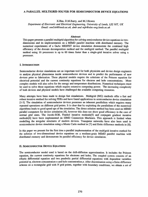 A PARALLEL MULTIGRID SOLVER FOR SEMICONDUCTOR DEVICE EQUATIONS