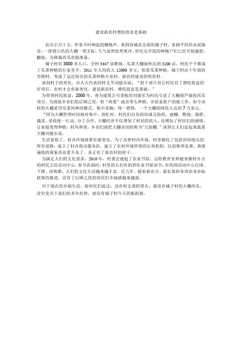 建设新农村村干部是关键