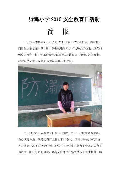 野鸡小学安全教育日活动简报
