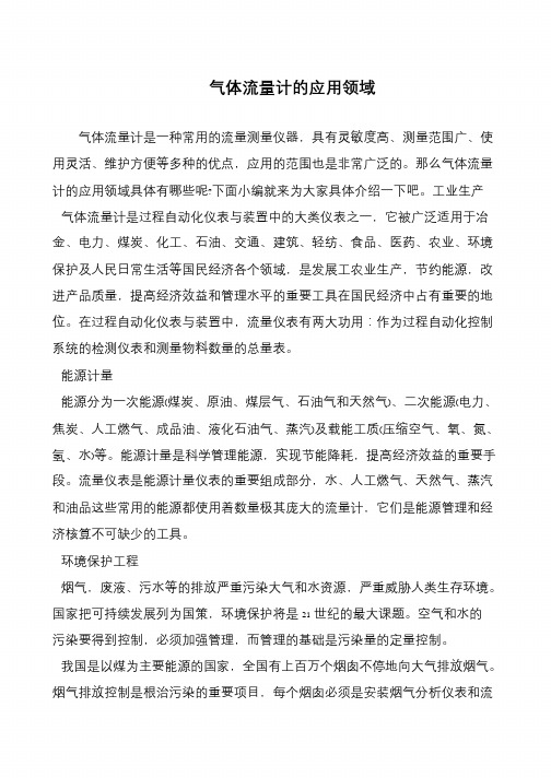 气体流量计的应用领域