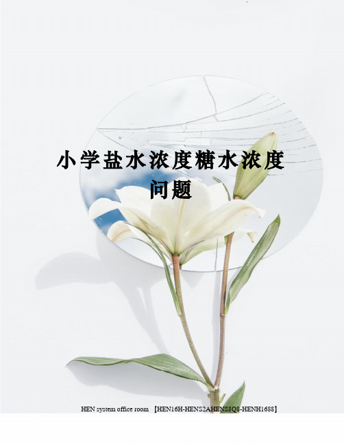 小学盐水浓度糖水浓度问题完整版