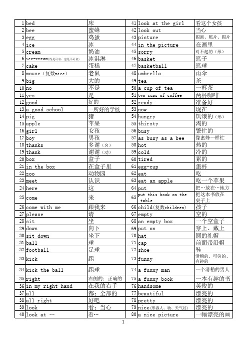 看听学第一册英语单词