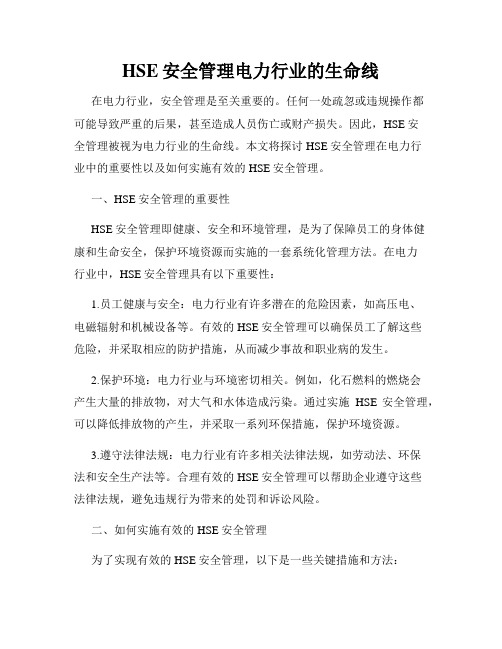 HSE安全管理电力行业的生命线