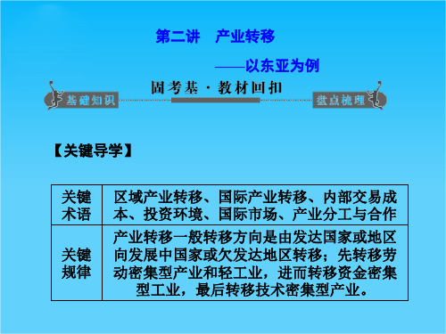 版高考地理一轮复习 第十六章第二讲 产业转移 以东亚为例配套课件 新人教版必修3