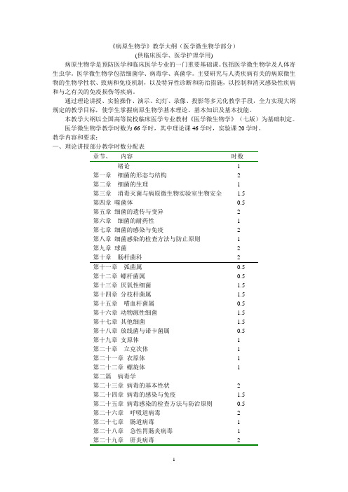 病原生物学教学大纲(医学微生物学部分).