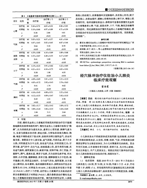 经穴脉冲治疗仪佐治小儿肺炎临床疗效观察