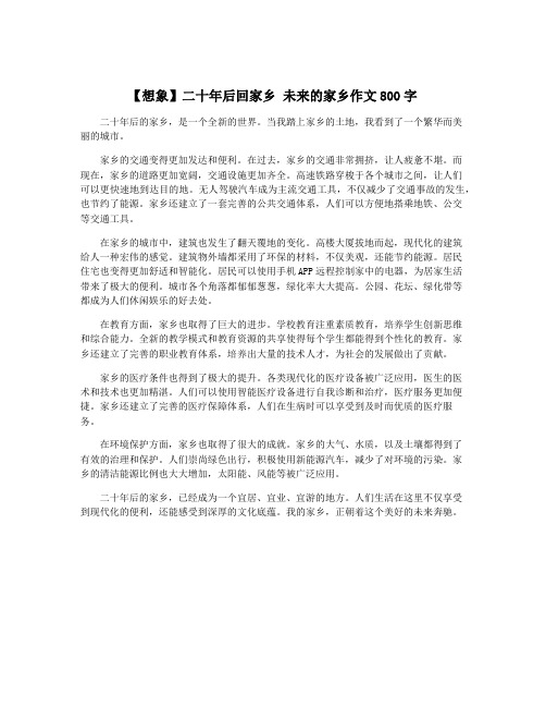 【想象】二十年后回家乡 未来的家乡作文800字
