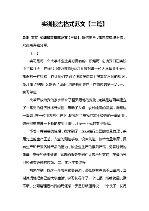 实训报告格式范文【三篇】