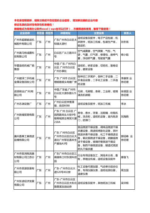 2020新版广东省广州造纸设备工商企业公司名录名单黄页大全47家