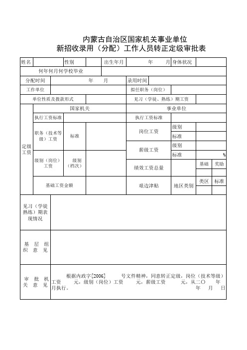 转正定级表