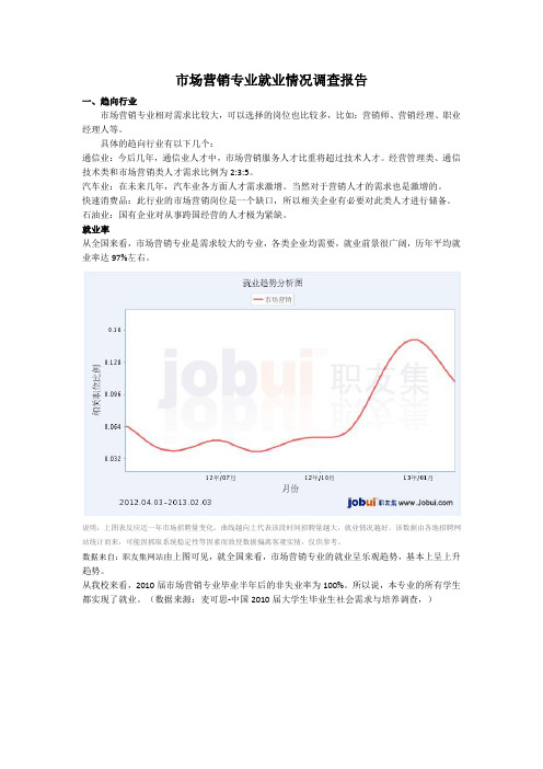 市场营销专业就业情况调查报告[1]