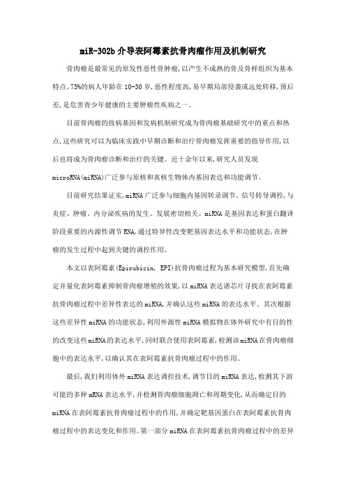 miR-302b介导表阿霉素抗骨肉瘤作用及机制研究