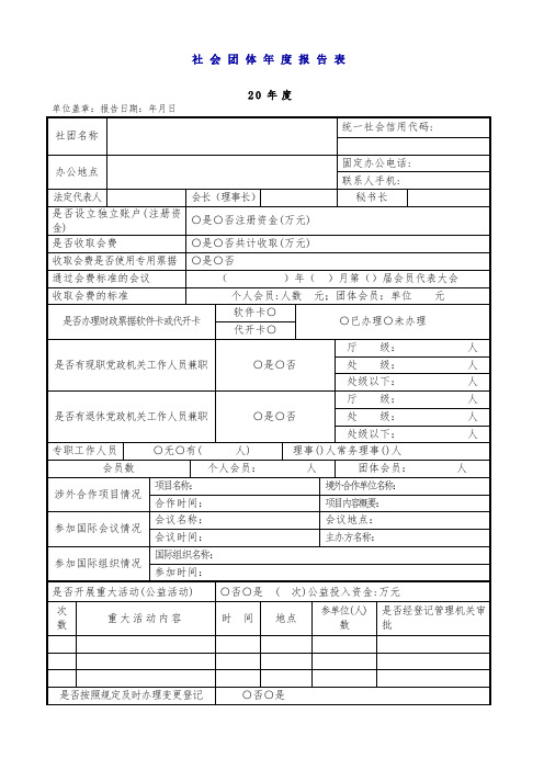 社会团体年度报告表