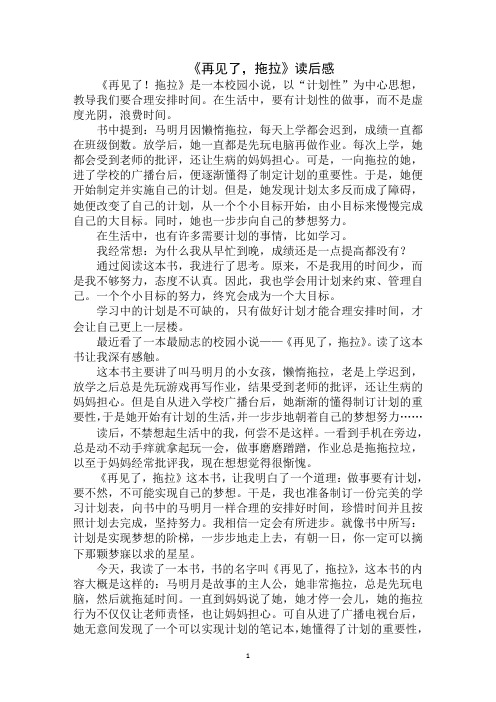 最新《再见了,拖拉》读后感