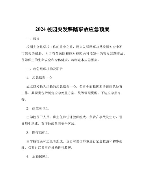 2024校园突发踩踏事故应急预案