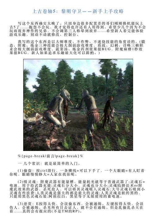 上古卷轴5：黎明守卫——新手上手攻略