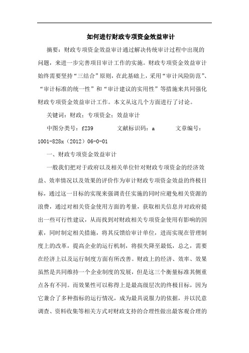 进行财政专项资金效益审计