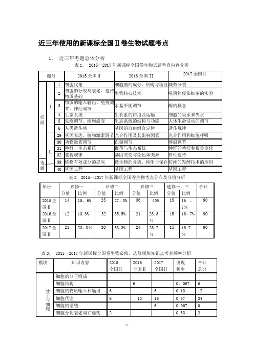 近三年高考生物试题分析及备考策略