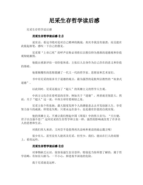 尼采生存哲学读后感