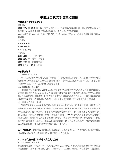 现当代文学史资料整理