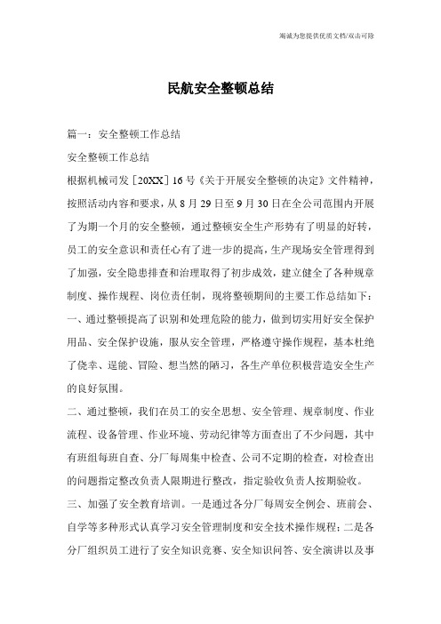 民航安全整顿总结