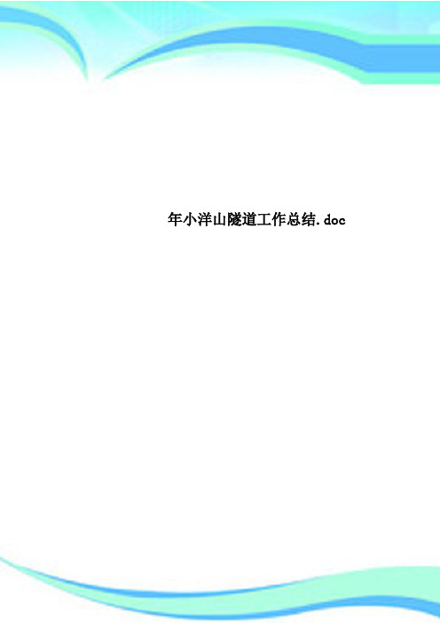 小洋山隧道工作总结.doc