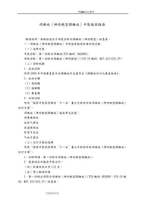 骨伤科9个病种中医临床路径