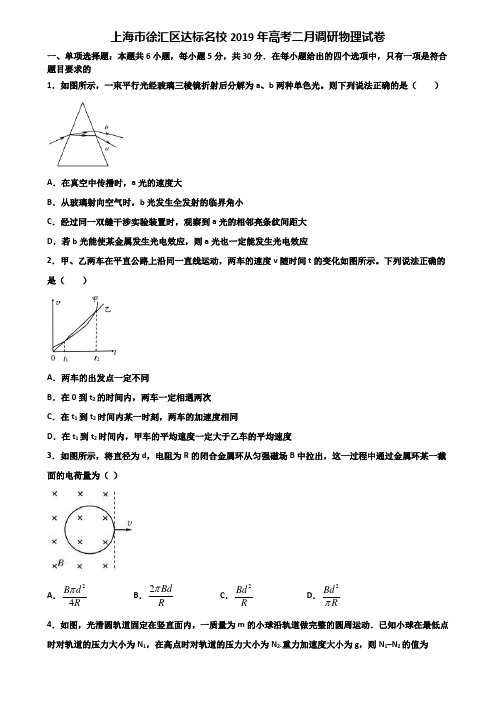 上海市徐汇区达标名校2019年高考二月调研物理试卷含解析