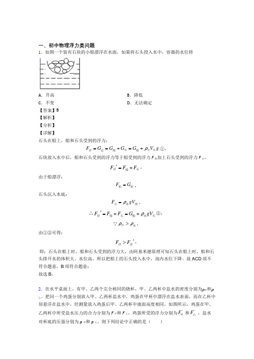 物理浮力类问题的专项培优易错试卷练习题(含答案)附答案解析