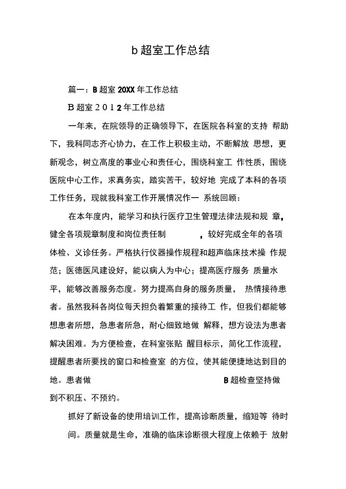 b超室工作总结[工作范文]
