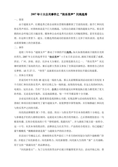 2007年十大公关事件之“快乐男声”