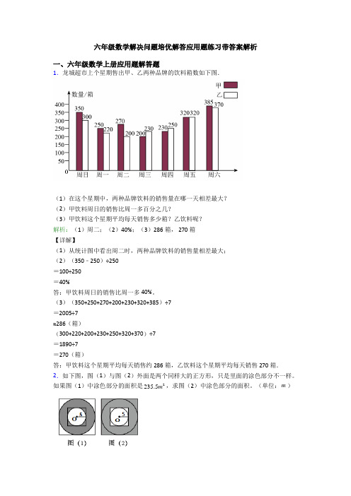 六年级数学解决问题培优解答应用题练习带答案解析