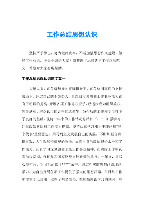 工作总结思想认识