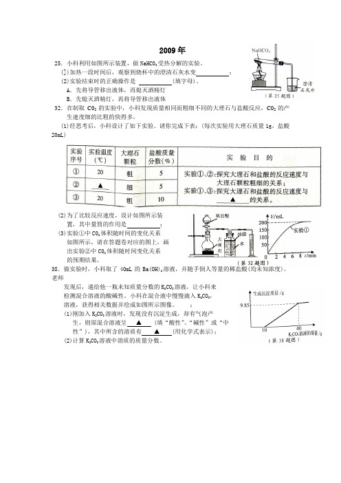 化学实验  2009-2013宁波中考真题