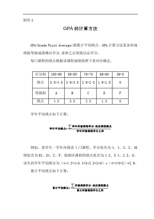 GPA的计算方法