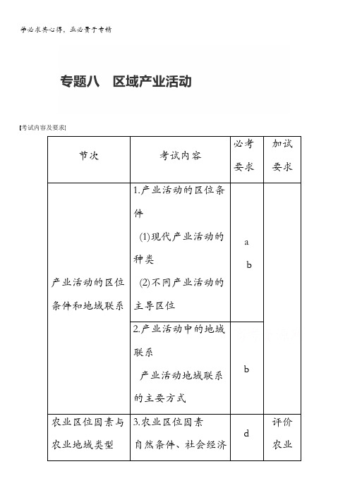 2017届高考地理二轮复习(专题强化训练)专题复习专题八 区域产业活动 考点20 含答案