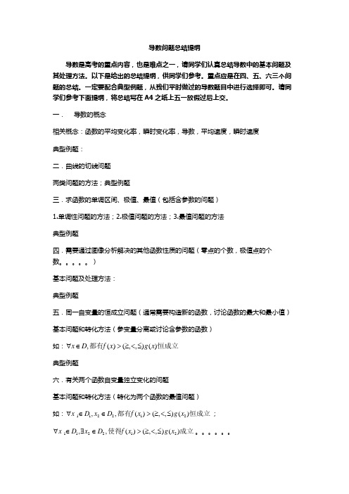 导数问题总结提纲