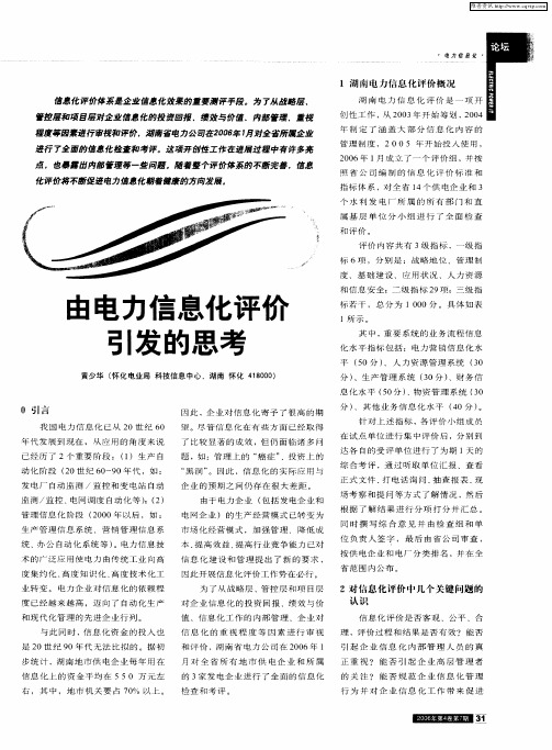 由电力信息化评何引发的思考