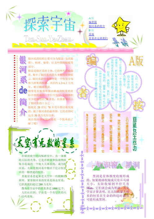 电子小报 成品小报 A4竖排2页 探索宇宙
