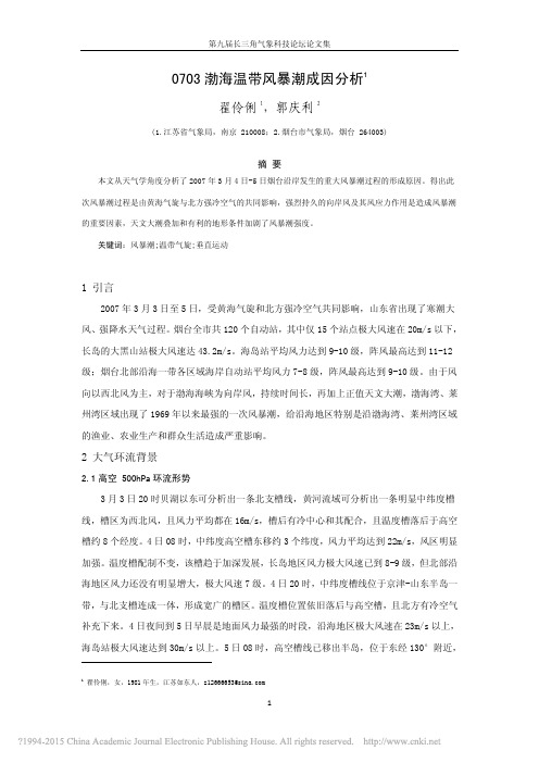 0703渤海温带风暴潮成因分析