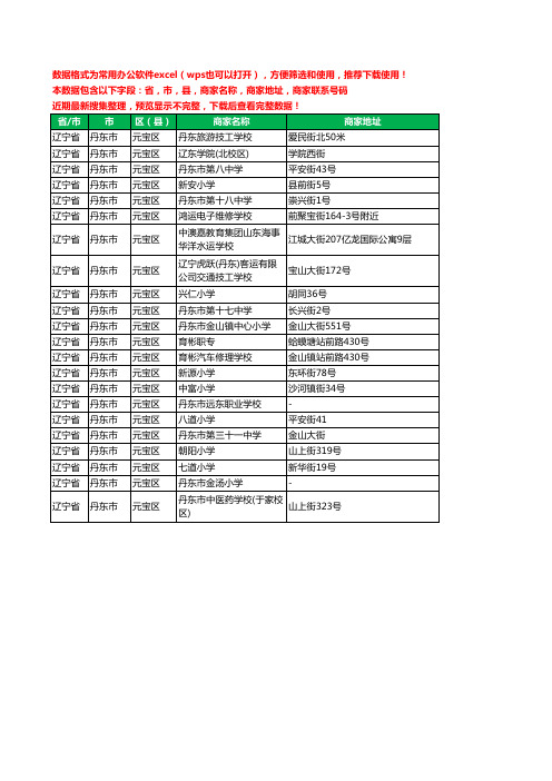 2020新版辽宁省丹东市元宝区学校工商企业公司商家名录名单黄页联系电话号码地址大全22家