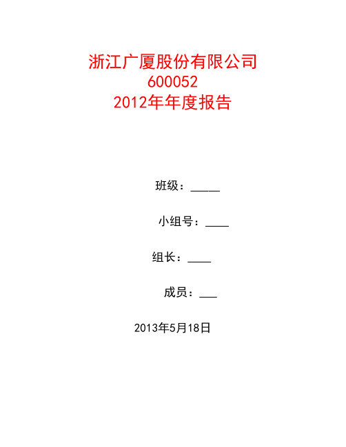 浙江广厦财务分析报告
