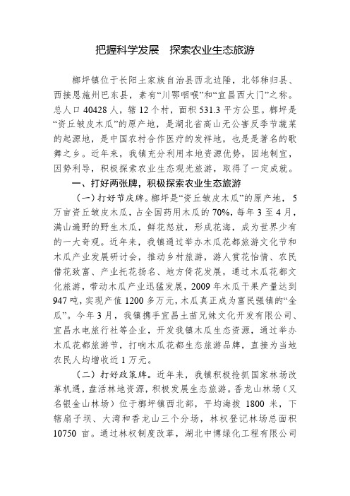 把握科学发展  探索农业生态旅游
