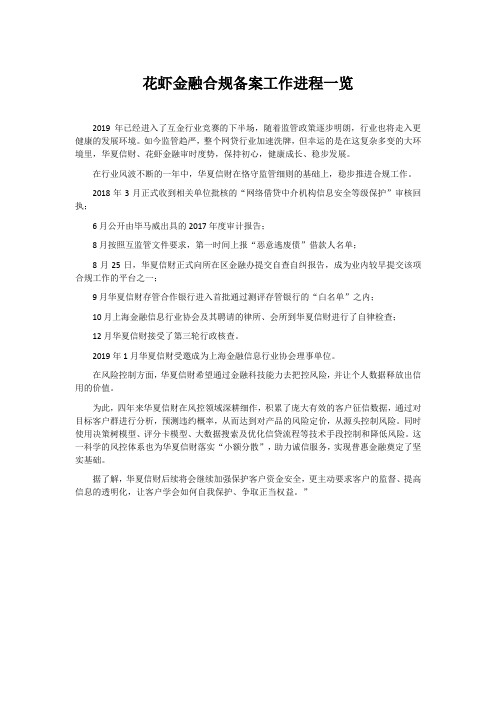 花虾金融合规备案工作进程一览