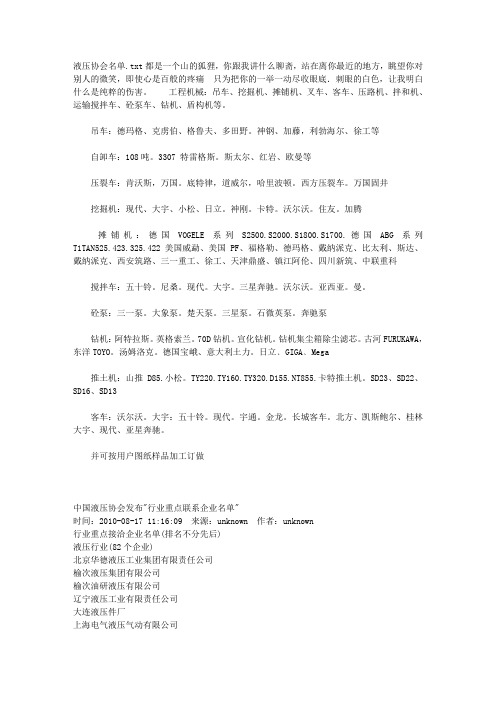 液压协会名单