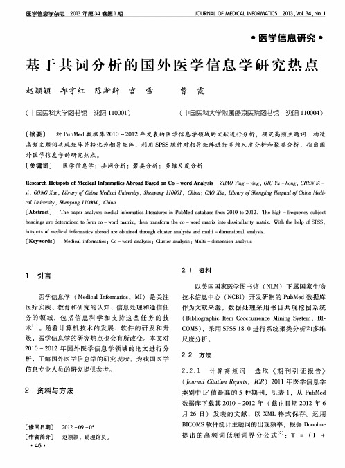 基于共词分析的国外医学信息学研究热点
