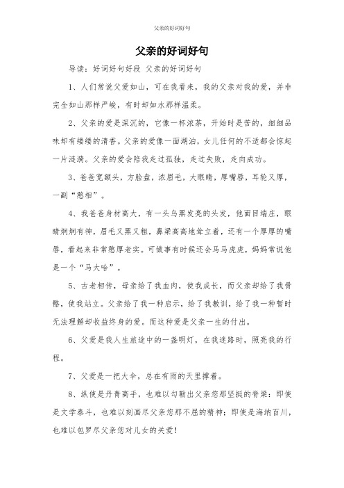 父亲的好词好句
