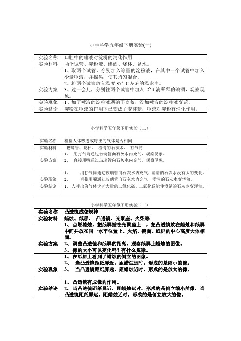 青岛版五年级科学下册实验报告材料
