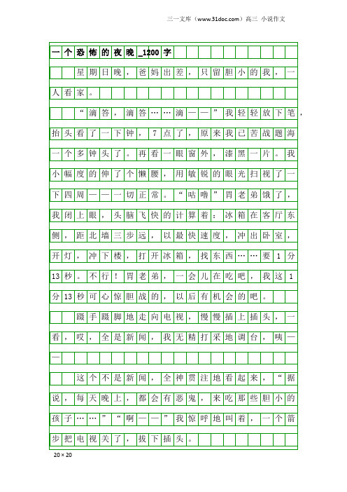 高三小说作文：一个恐怖的夜晚_1200字